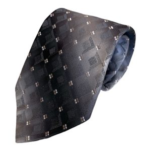 YSL_Yves_Saint_Laurent-100-Silk-Neck-Tie-Grey-Losange-Pattern-Authentic-Italy_Front