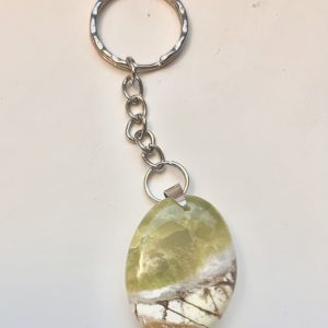 key chain with green natural stone