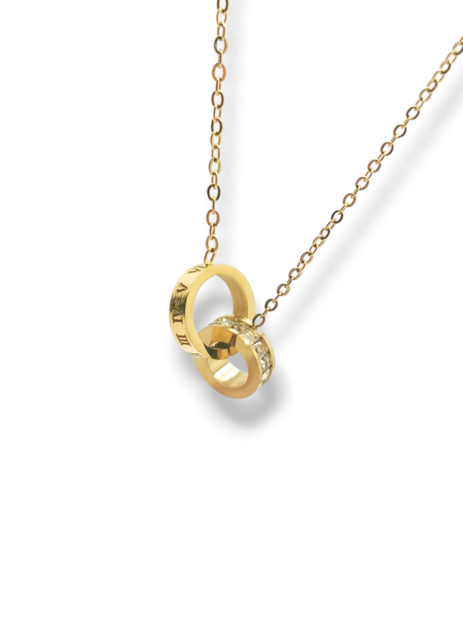 18K Double Hoop Interlocking Necklace